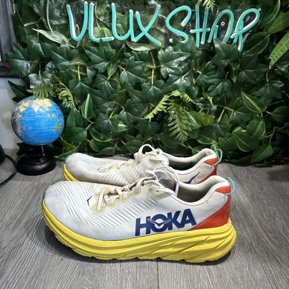 Hoka Rincon 3 Mens 10.5 D White Eggnog Yellow Running Shoes Sneaker 1119395